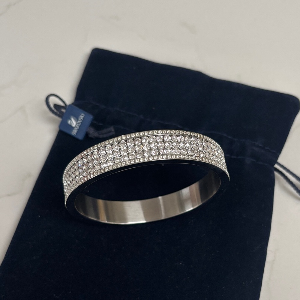 Swarovski New York Crystal Bangle Bracelet Rhodium plated